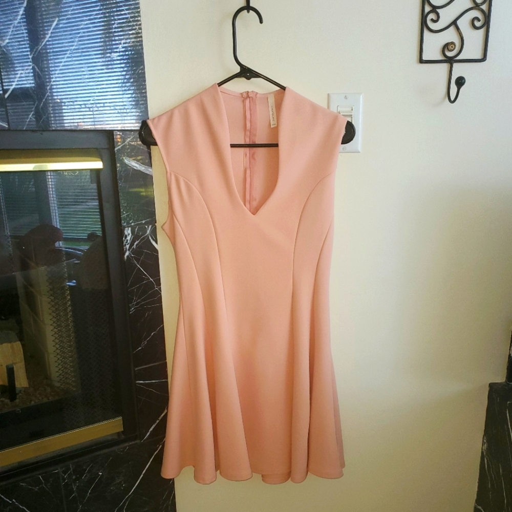 Rose Colored V-Neck Mini Dress